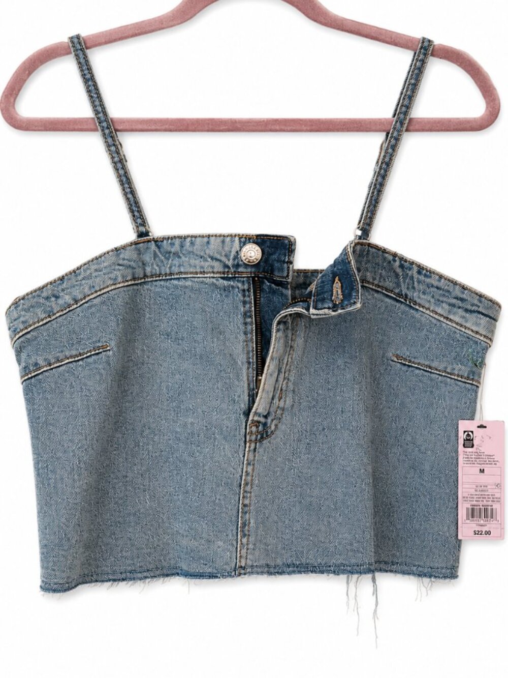 Wild Fable Denim Corset Crop Top | NWT | Medium | Adjustable Straps